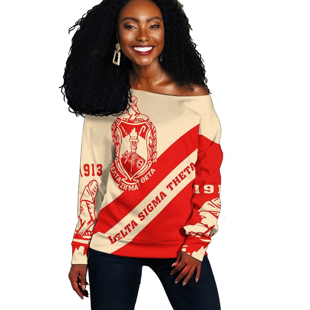 Sorority Sweatshirt - Delta Sigma Theta Women Off Shoulder - Tech Style