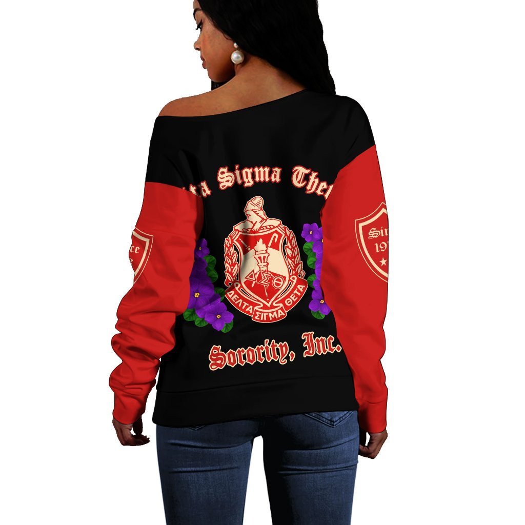 Sorority Sweatshirt - Delta Sigma Theta Violet Off Shoulder