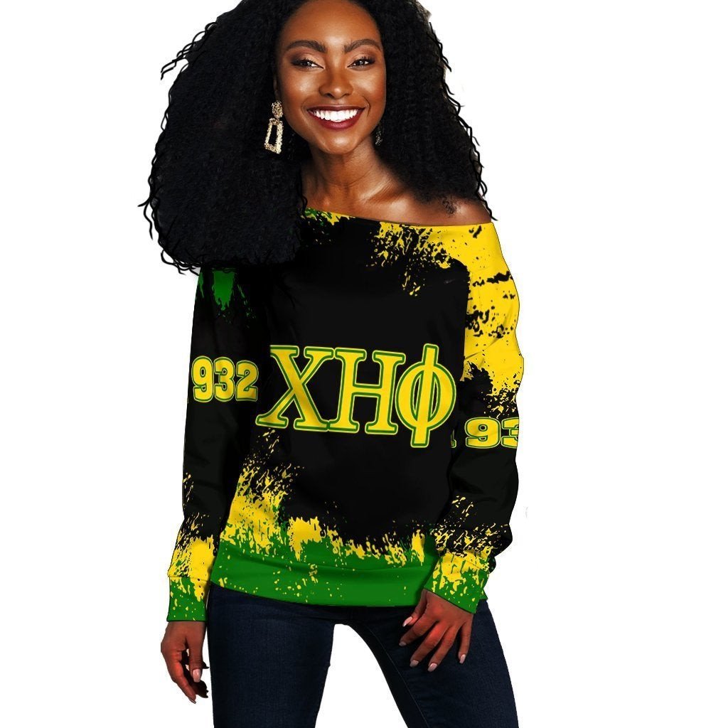 Sorority Sweatshirt - Chi Eta Phi Women Off Shoulder - Face Style