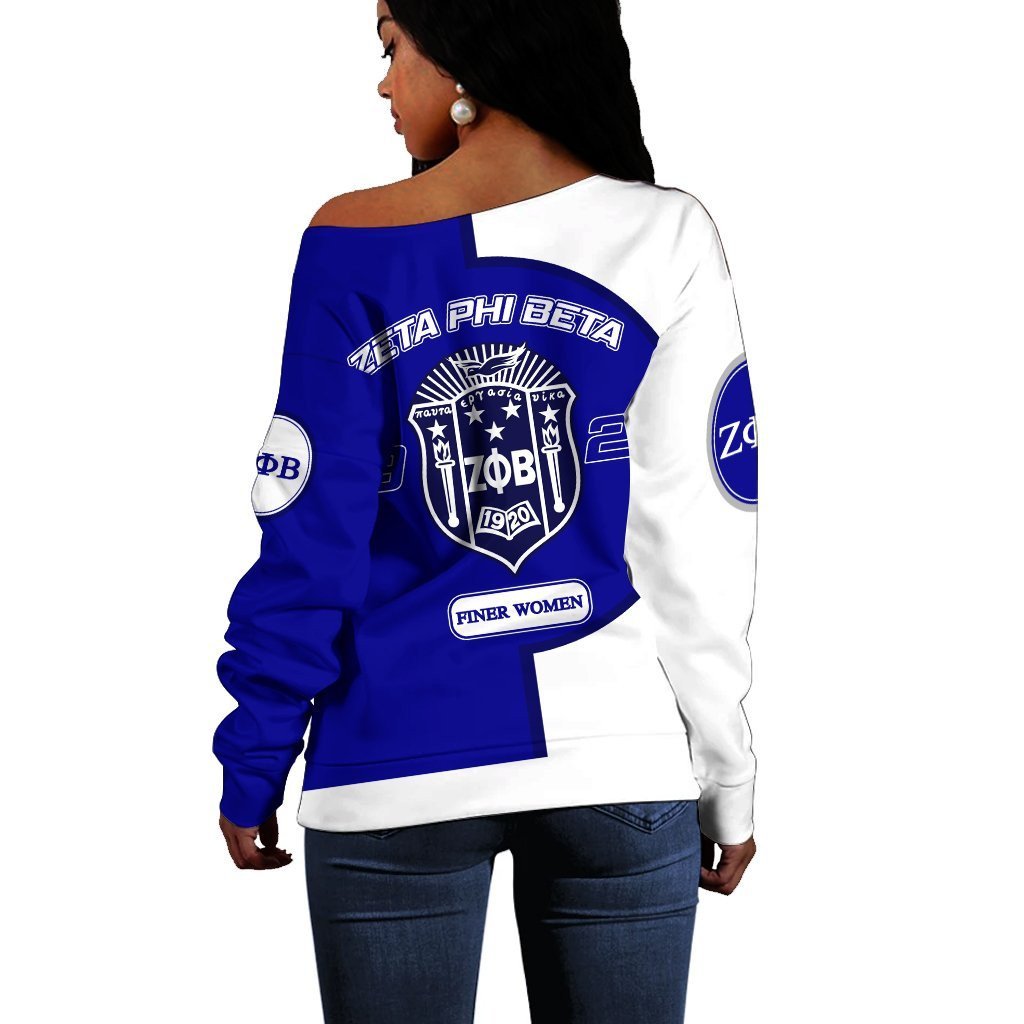 Sorority Sweatshirt - Zeta Phi Beta Women Off Shoulder - Cycle Style