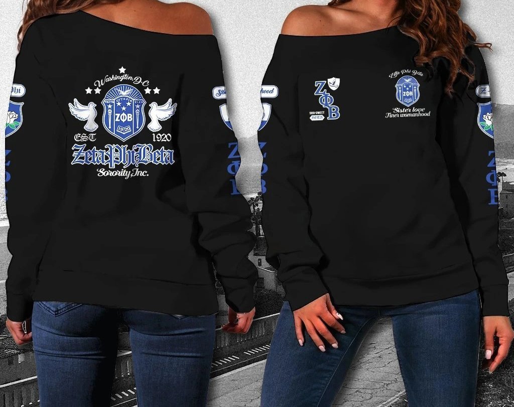 Sorority Sweatshirt - Dove Zeta Phi Beta 1920 Sorority Women Off Shoulder