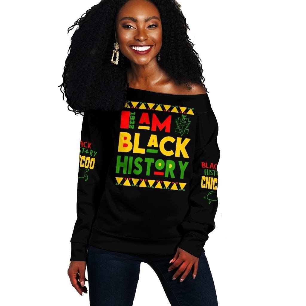 Sorority Sweatshirt - Black History Chi Eta Phi Women Off Shoulder