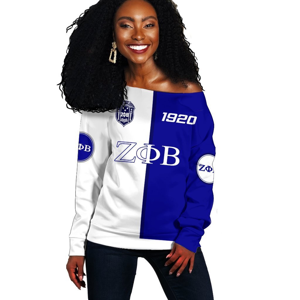 Sorority Sweatshirt - Zeta Phi Beta Women Off Shoulder - Cycle Style