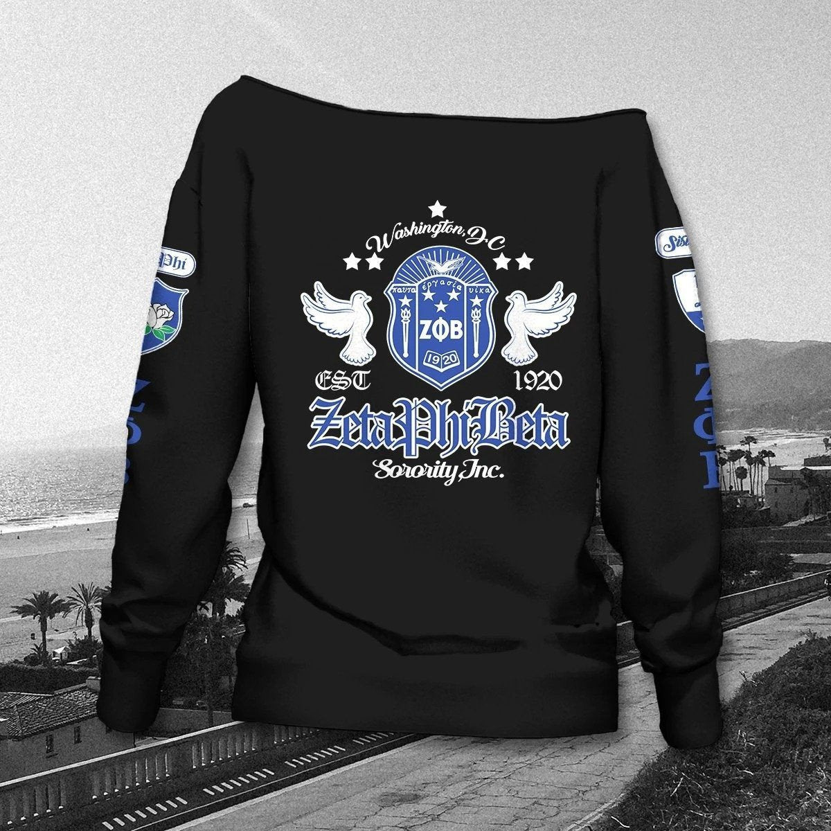Sorority Sweatshirt - Dove Zeta Phi Beta 1920 Sorority Women Off Shoulder