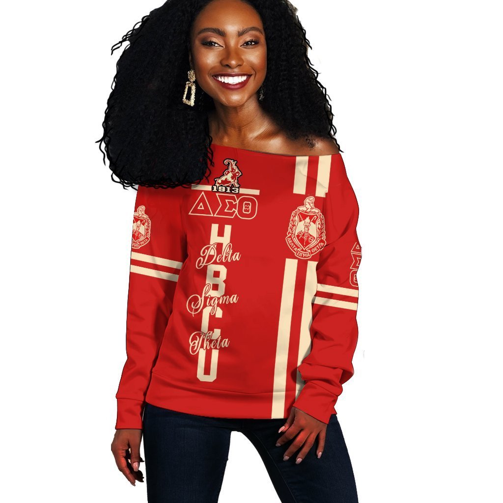 Sorority Sweatshirt - HBCU Delta Sigma Theta Elephant Women Off Shoulder