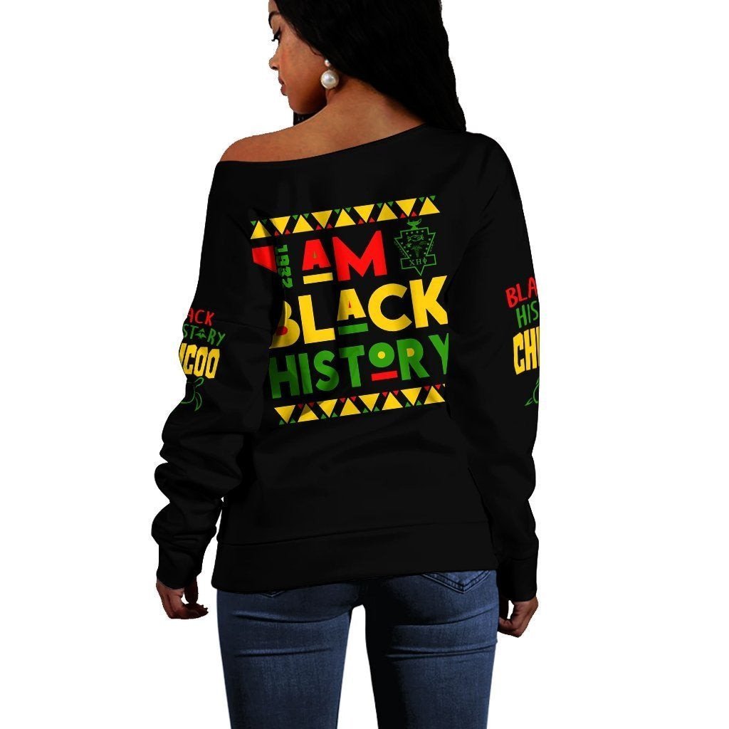 Sorority Sweatshirt - Black History Chi Eta Phi Women Off Shoulder