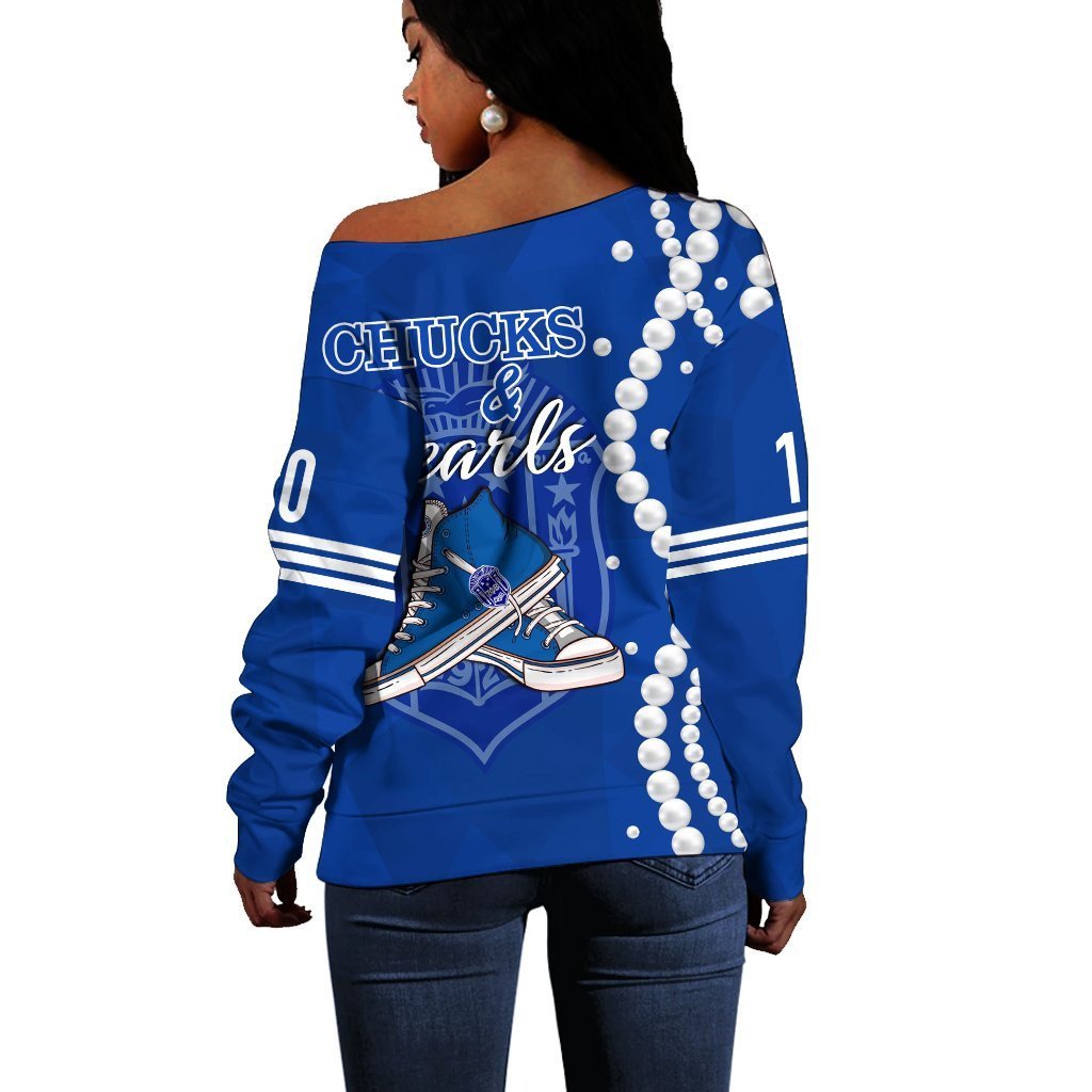 Sorority Sweatshirt - Zeta Phi Beta K.H Pearls Women Off Shoulder