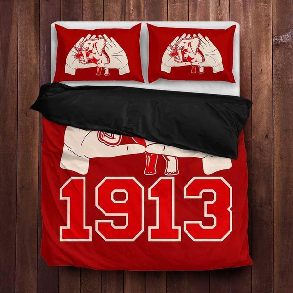 Sorority Bedding Set - Delta Sigma Theta Hand Sign Elephant Bedding Set