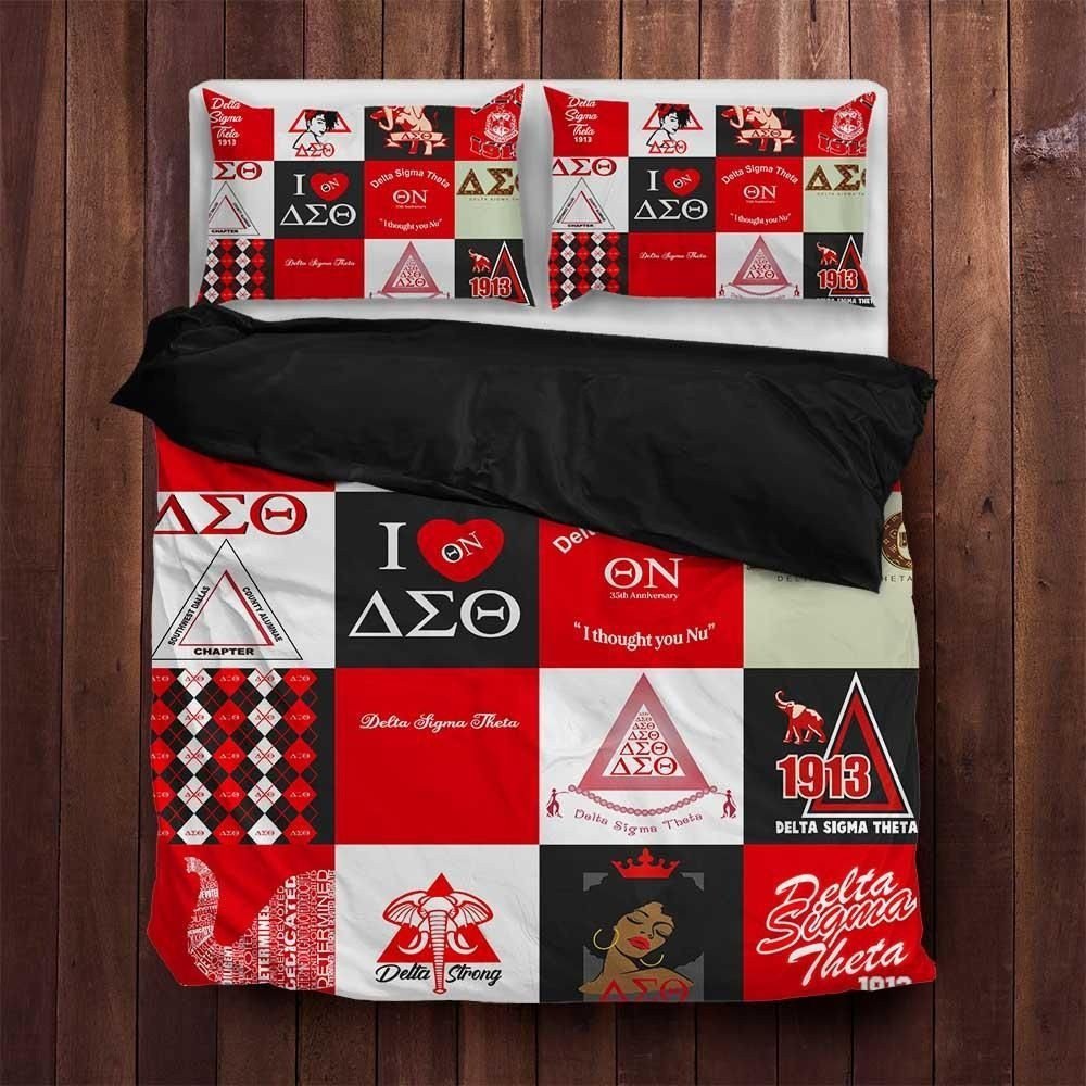 Sorority Bedding Set - Delta Sigma Theta Crest Banner Bedding Set