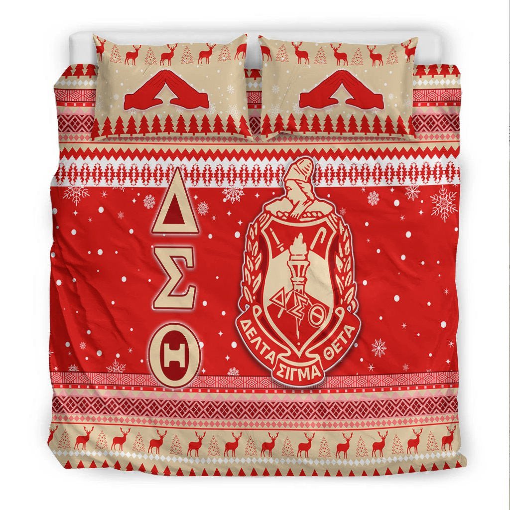 Sorority Bedding Set - Delta Sigma Theta African Pattern Christmas Bedding Set