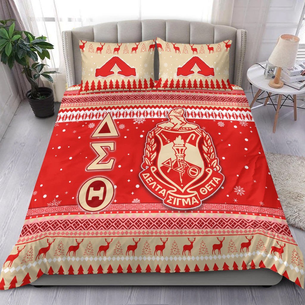 Sorority Bedding Set - Delta Sigma Theta African Pattern Christmas Bedding Set