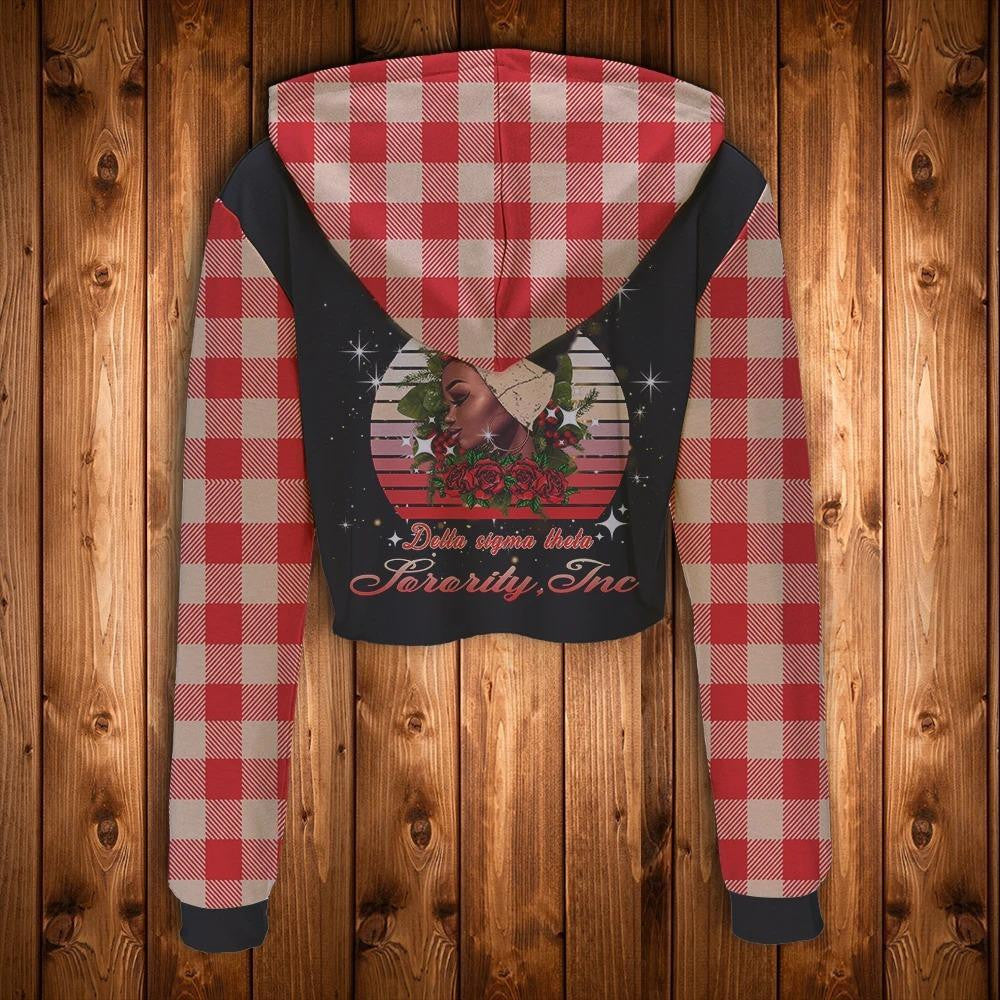 Sorority Hoodie - Living My Best Life Delta Sigma Theta Crop Hoodie