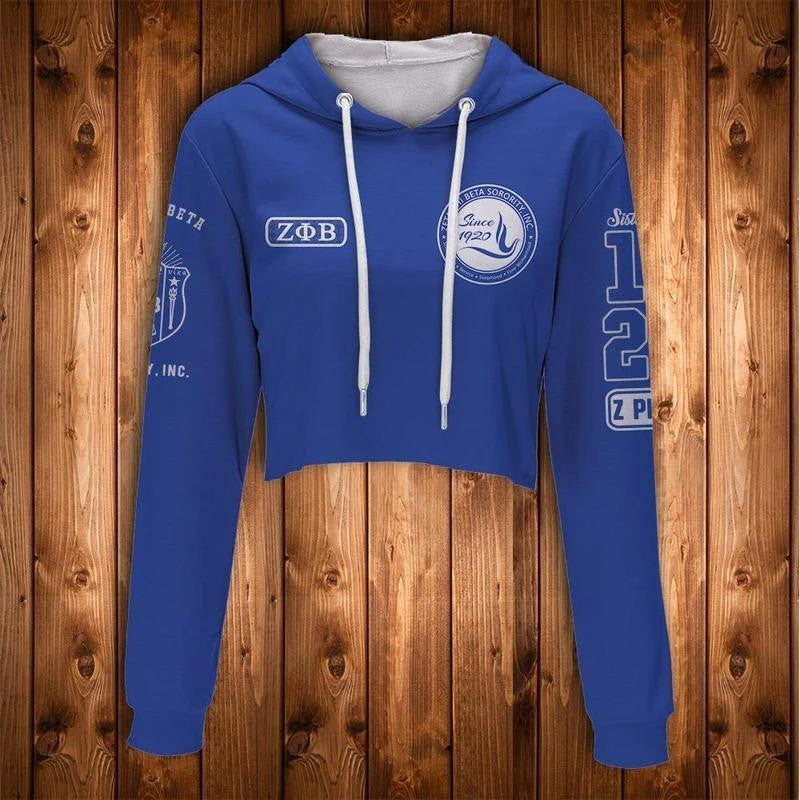 Sorority Hoodie - Dove Zeta Phi Beta Sorority Crop Hoodie