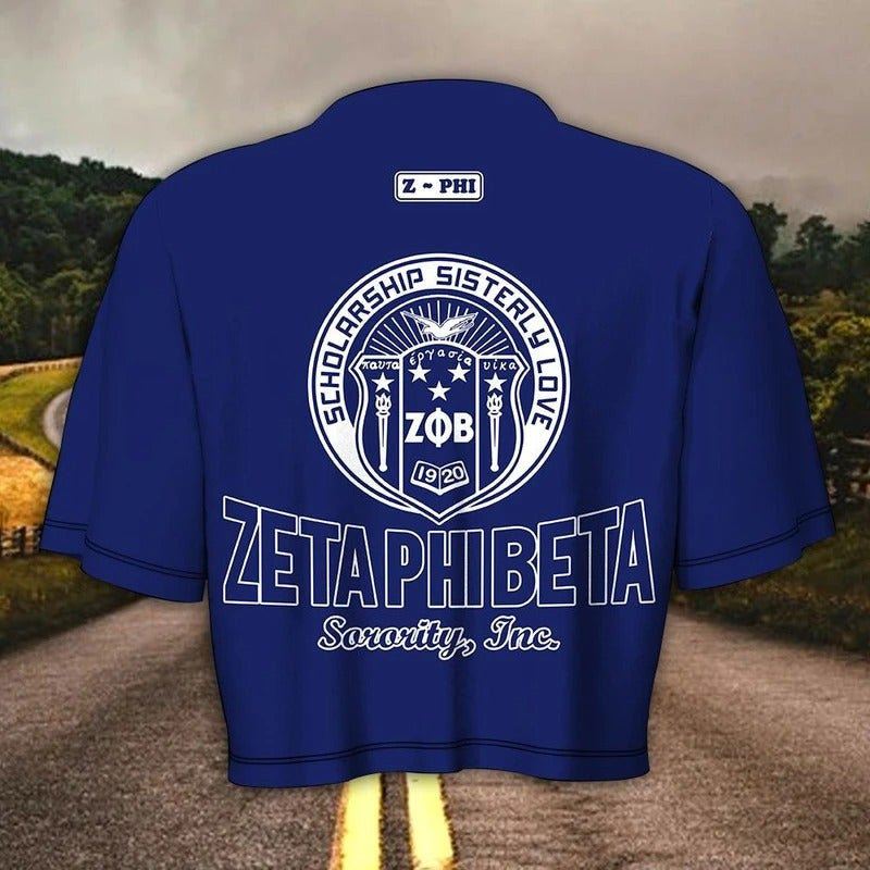 Sorority TShirt - Scholarship Sisterly Love Zeta Phi Beta Croptop TShirt