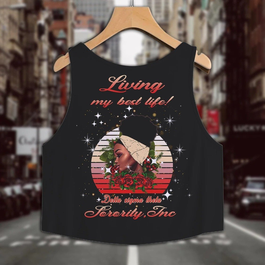 Sorority Tank Top - Living My Best Life Delta Sigma Theta Croptop Tank Top