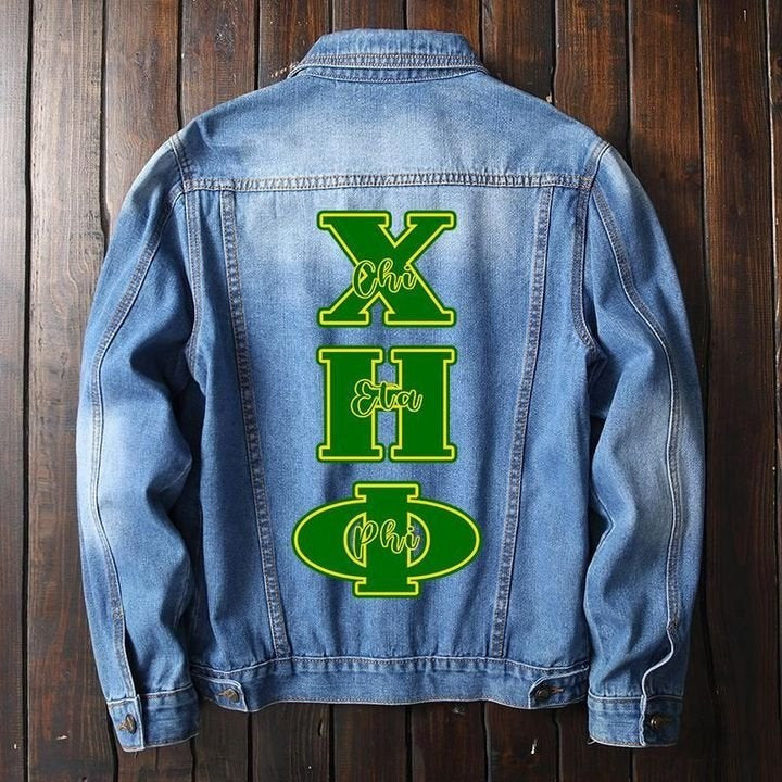 Sorority Jacket - Chi Eta Phi Denim Jacket Alphabet