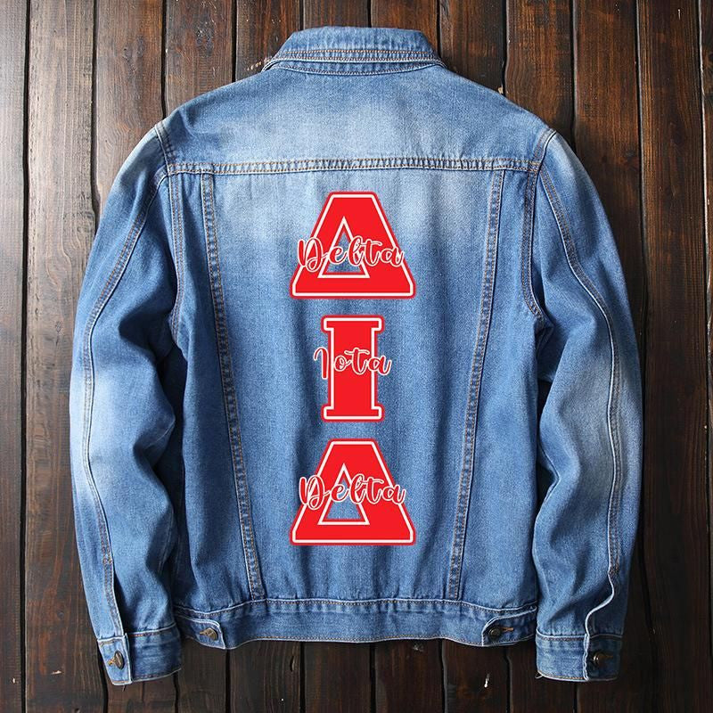Sorority Jacket - Delta Iota Delta Denim Jacket Alphabet