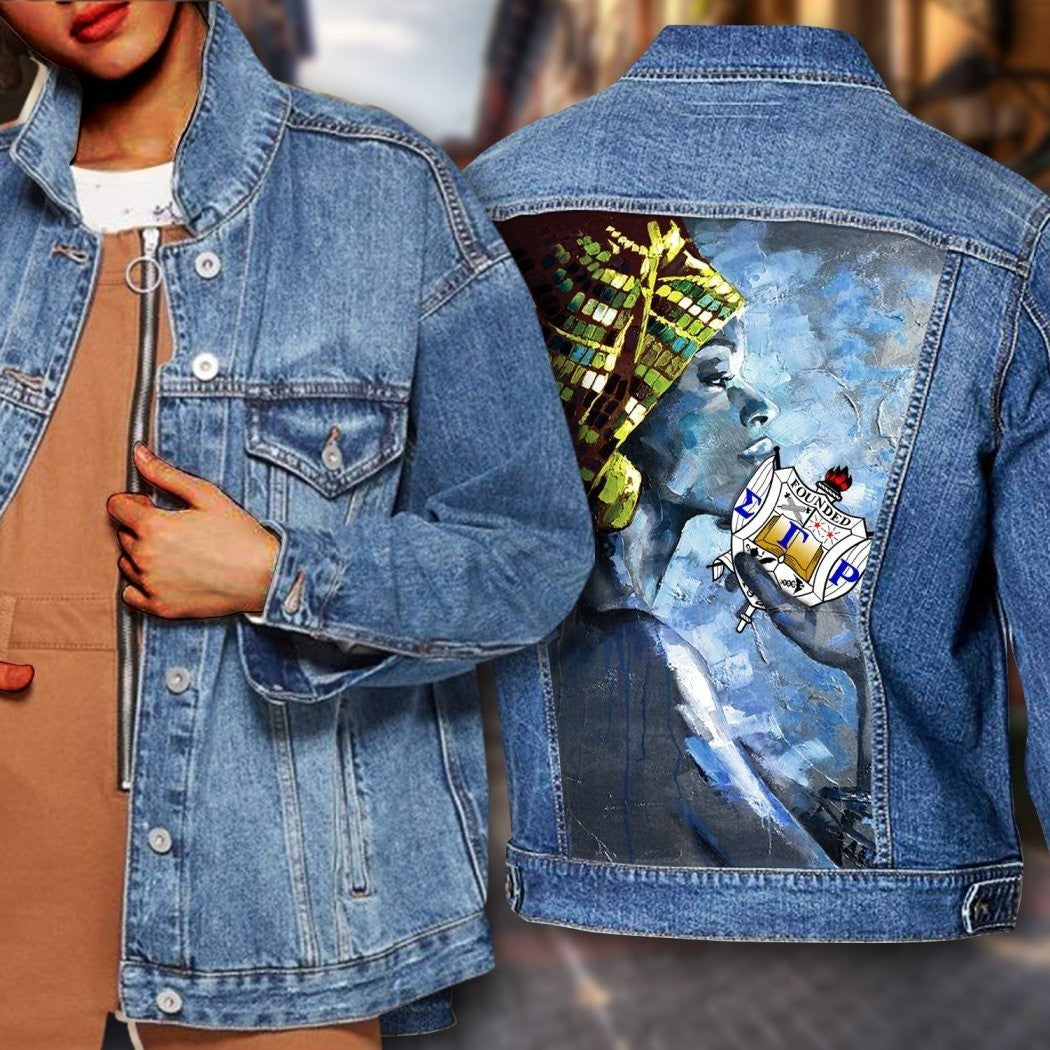 Sorority Jacket - Sigma Gamma Rho Lady And Shield Denim Jacket