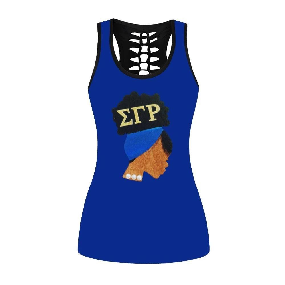 Sorority Tank Top - Sigma Gamma Rho Poodle Face Hollow Tank Top