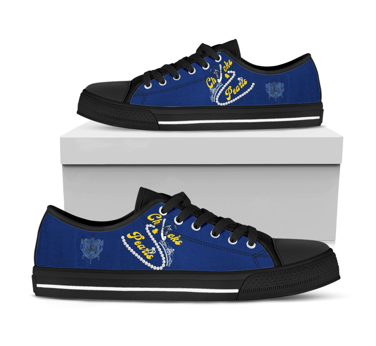 Sorority Footwear - Sigma Gamma Rho Chucks And Pearls Low Top Shoes K.H Pearls