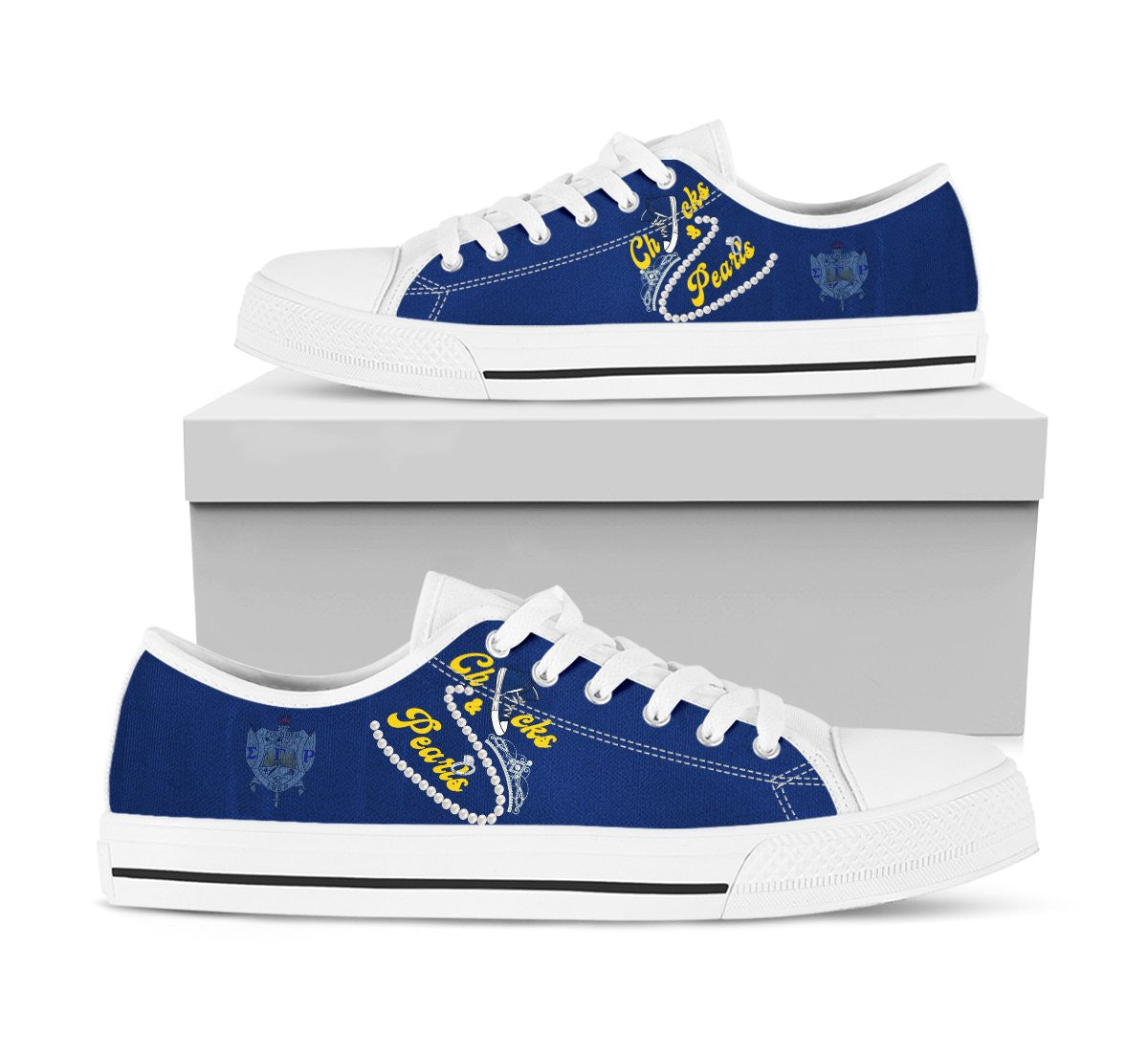 Sorority Footwear - Sigma Gamma Rho Chucks And Pearls Low Top Shoes K.H Pearls