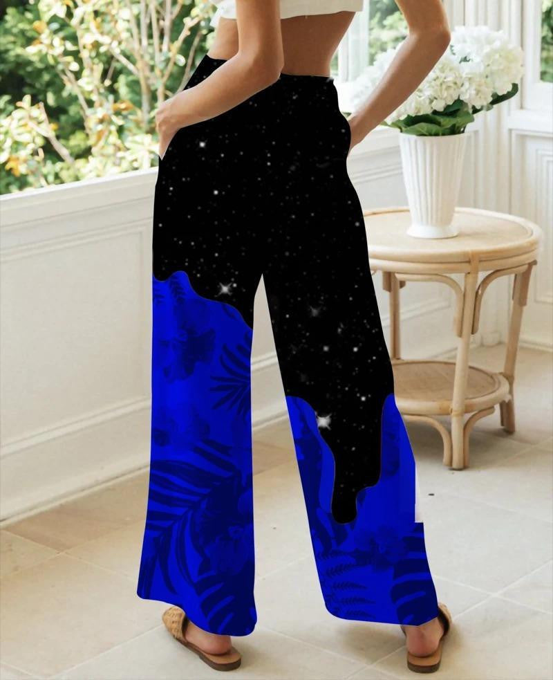 Sorority Pants - Sigma Gamma Rho Black Galaxy High Waist Lace Up Wide Leg Pants
