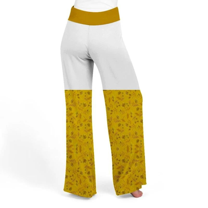 Sorority Pants - Sigma Gamma Rho Yellow White High Waist Lace Up Wide Leg Pants