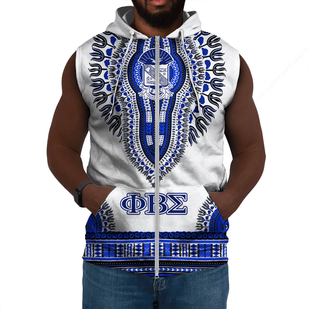 Fraternity Hoodie - Phi Beta Sigma Dashiki Sleeveless Hoodie