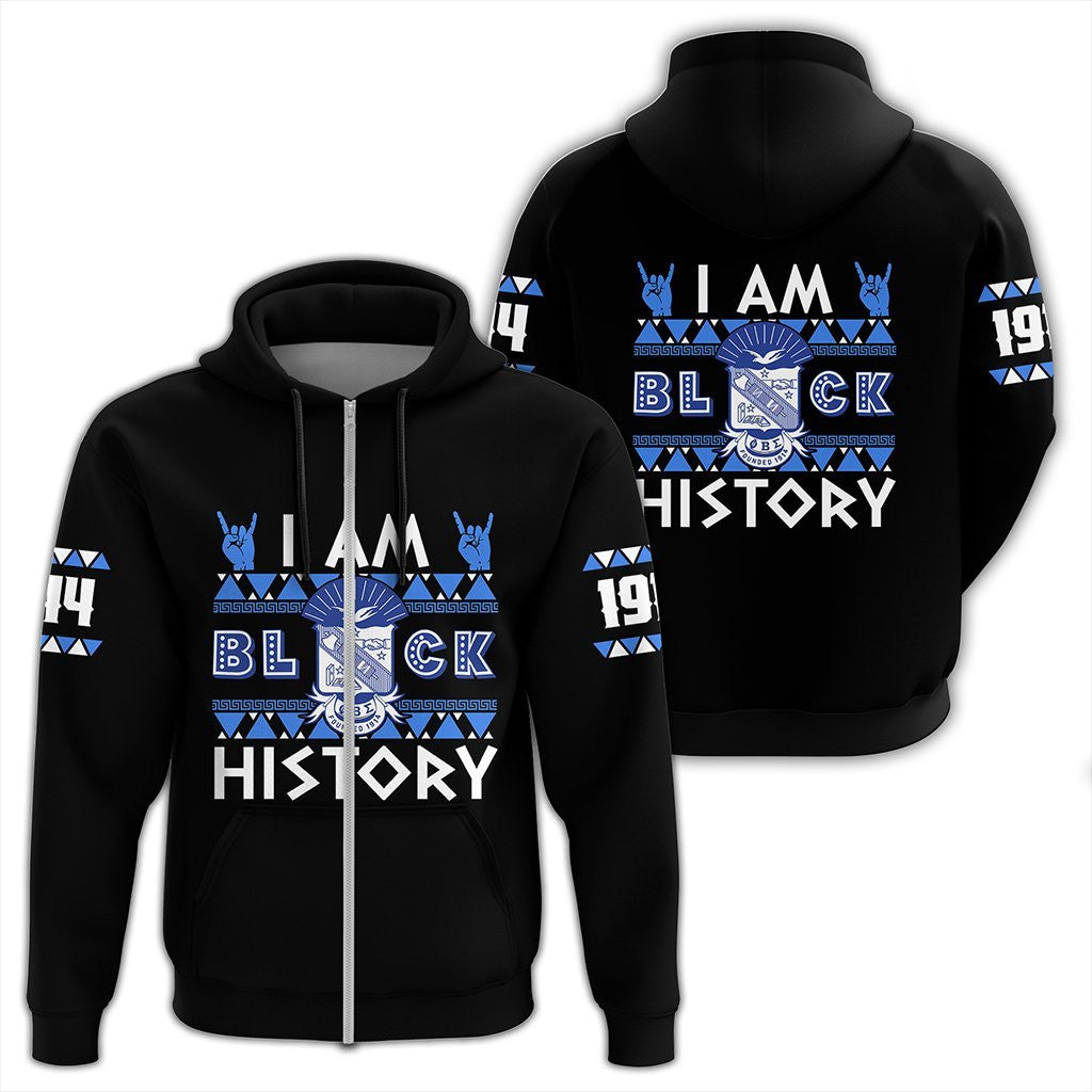 Fraternity Hoodie - I Am Black History Phi Beta Sigma Zip Hoodie