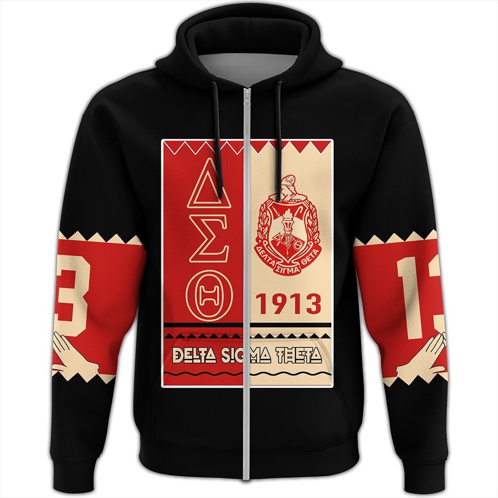 Sorority Hoodie - Delta Sigma Theta Black Style Zip Hoodie