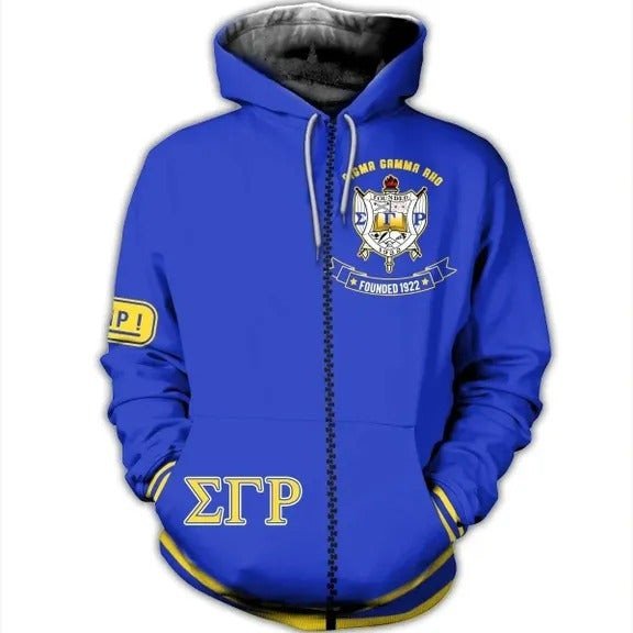 Sorority Hoodie - Greater Service And Greater Progress Sigma Gamma Rho Zip Hoodie