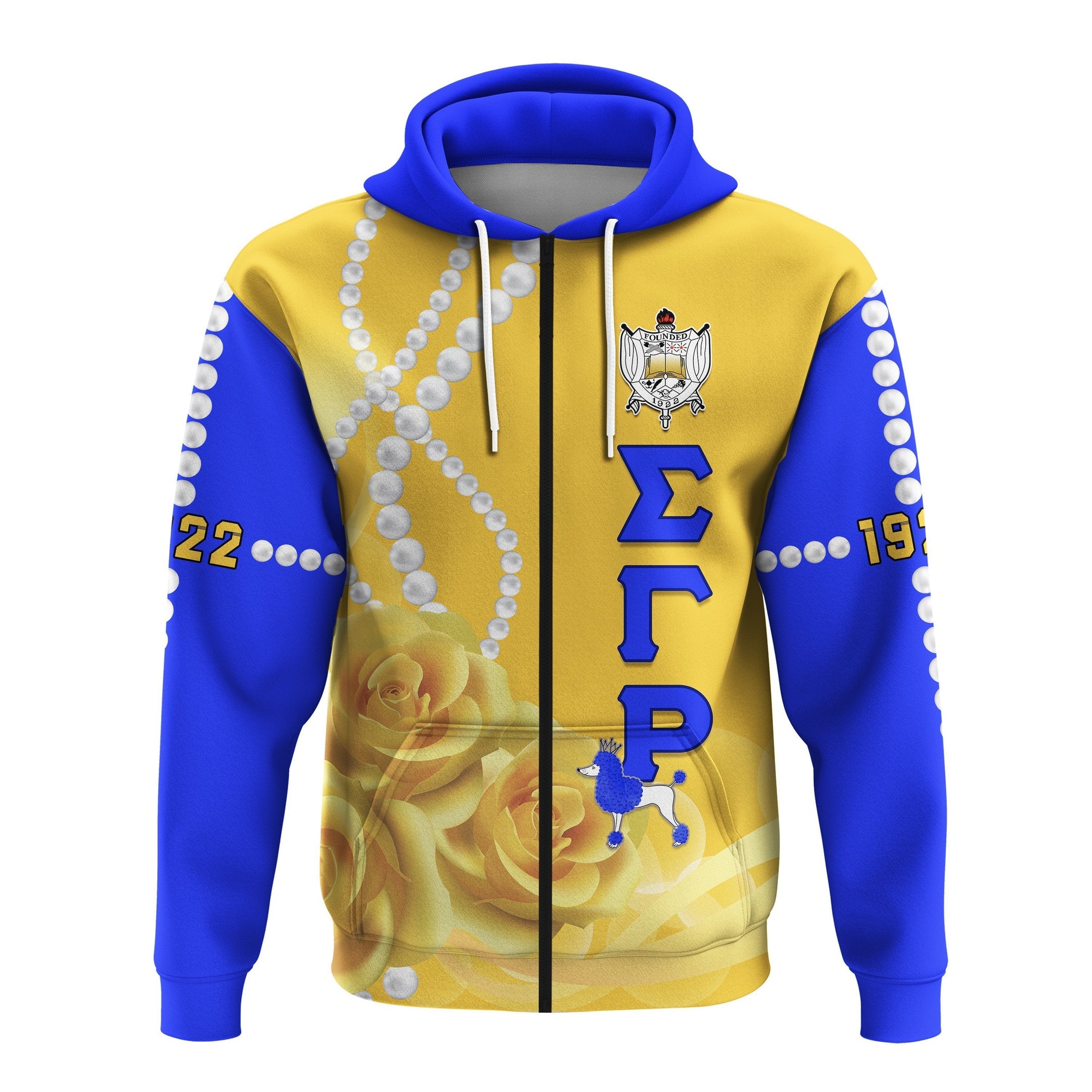 Sorority Hoodie - Sigma Gamma Rho Zip Hoodie Yellow Tea Rose