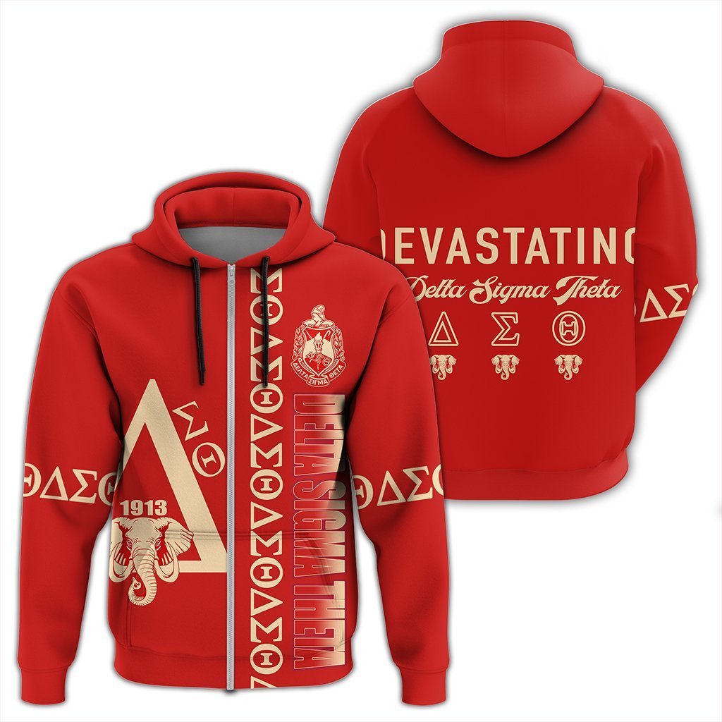 Sorority Hoodie - Red Delta Sigma Theta Zip Hoodie J90
