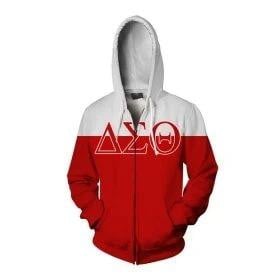 Sorority Hoodie - Delta Sigma Theta Elephant Red White Zip Hoodie