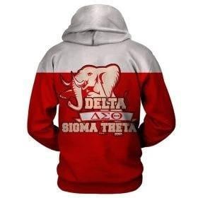 Sorority Hoodie - Delta Sigma Theta Elephant Red White Zip Hoodie