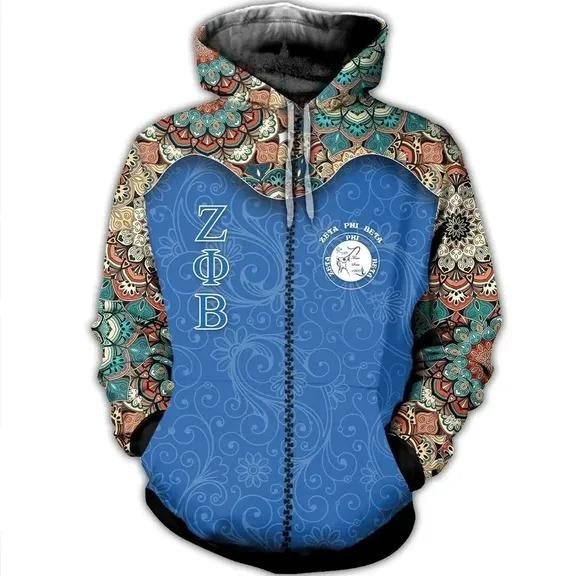 Sorority Hoodie - Floral Zeta Phi Beta Zip Hoodie