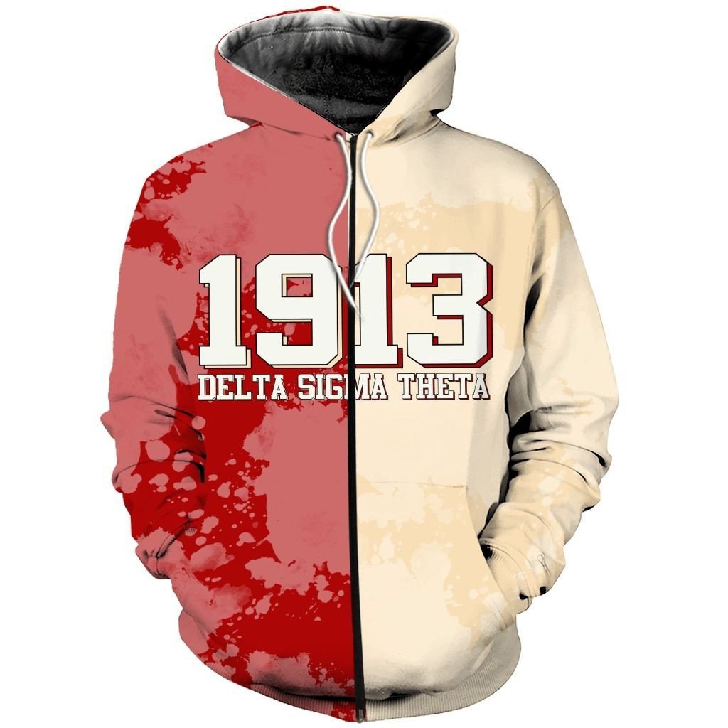 Sorority Hoodie - Delta Sigma Theta White Paint Zip Hoodie