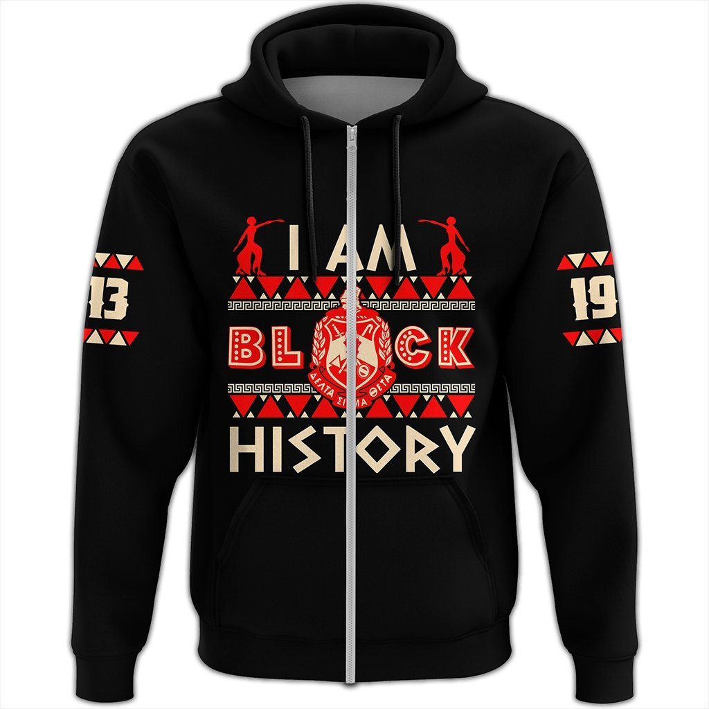 Sorority Hoodie - I Am Black History Delta Sigma Theta Zip Hoodie