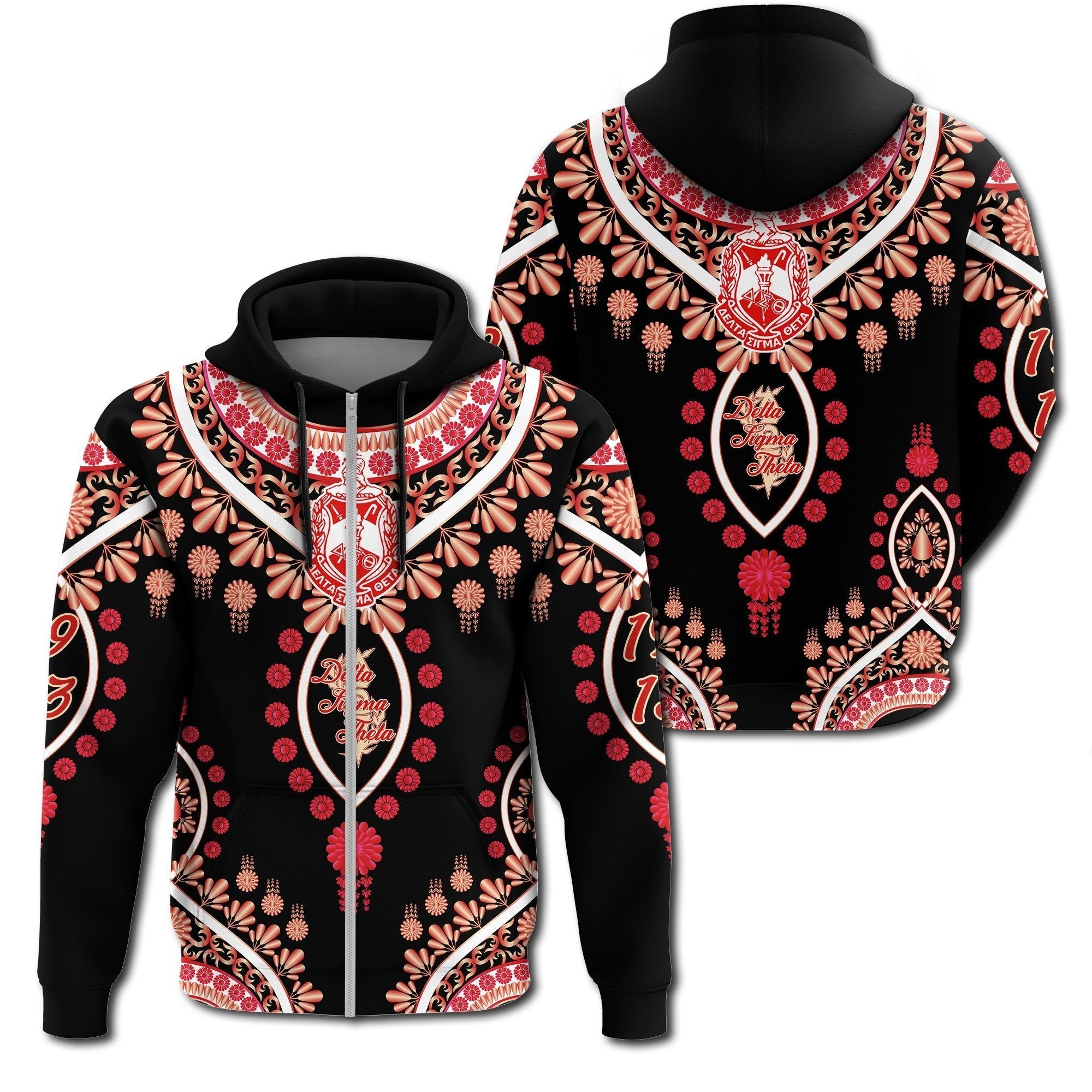 Sorority Hoodie - Delta Sigma Theta Soro Dashiki Zip Hoodie