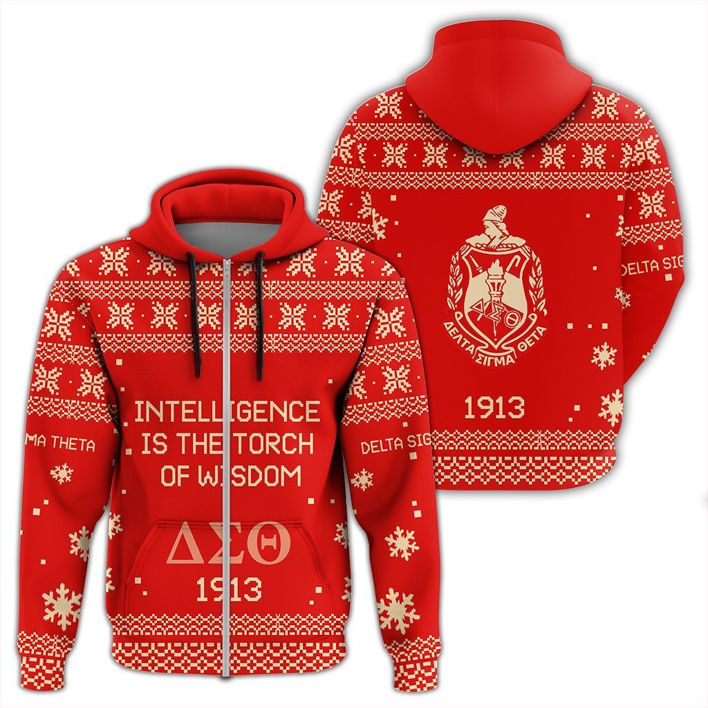 Sorority Hoodie - Delta Sigma Theta Xmas Motto Zip Hoodie