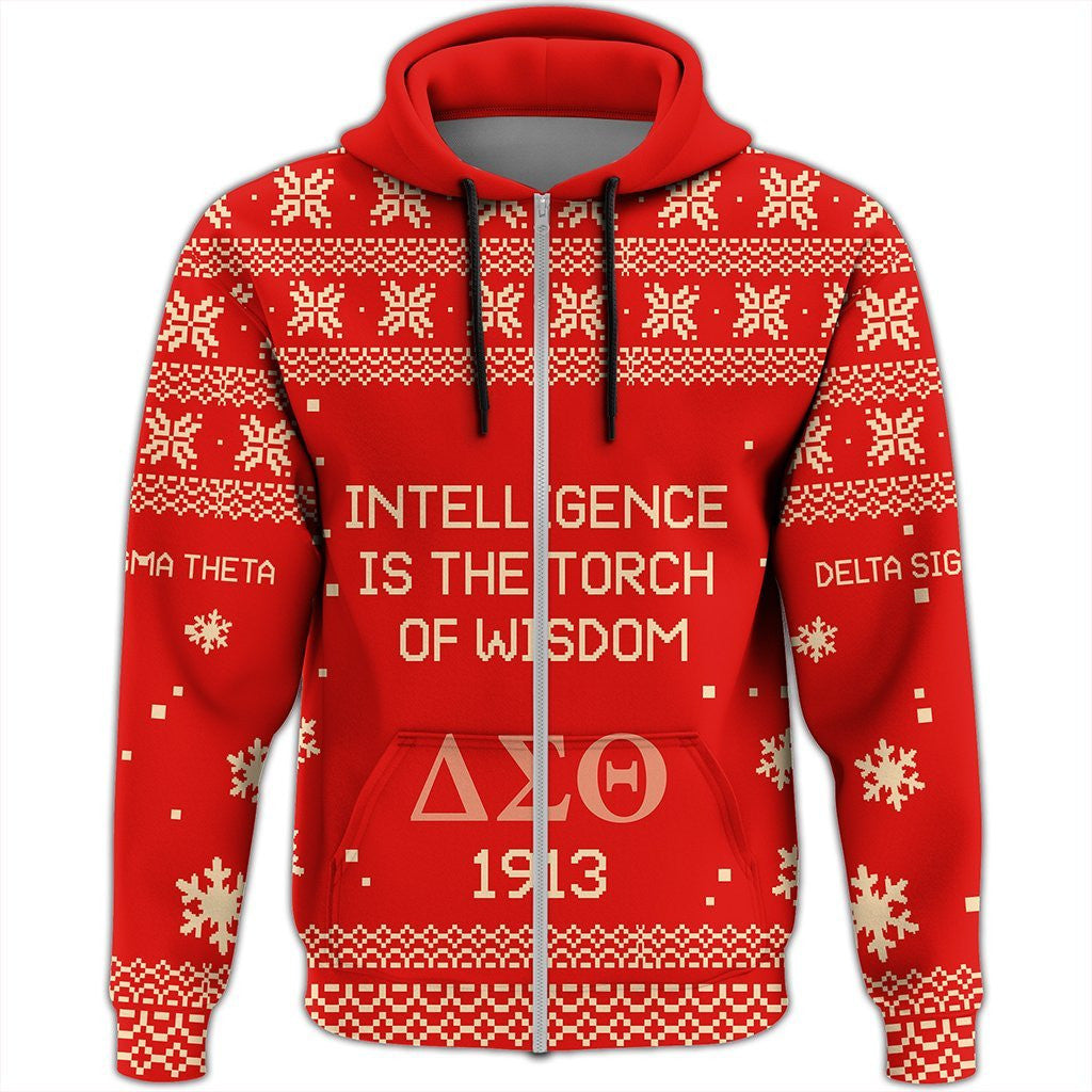 Sorority Hoodie - Delta Sigma Theta Xmas Motto Zip Hoodie
