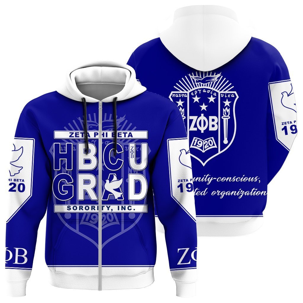 Sorority Hoodie - Zeta Phi Beta Zip Hoodie HBCU Style