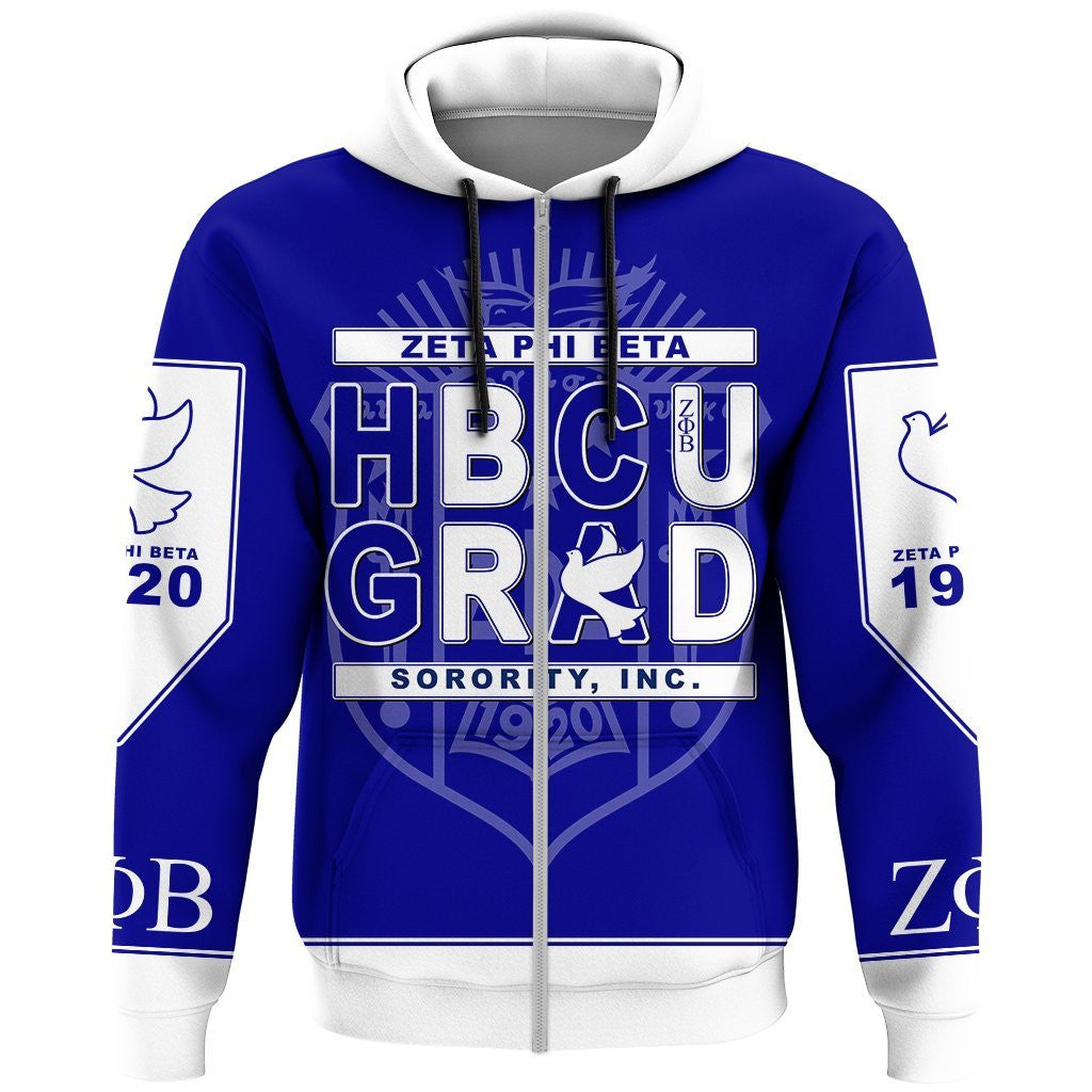 Sorority Hoodie - Zeta Phi Beta Zip Hoodie HBCU Style