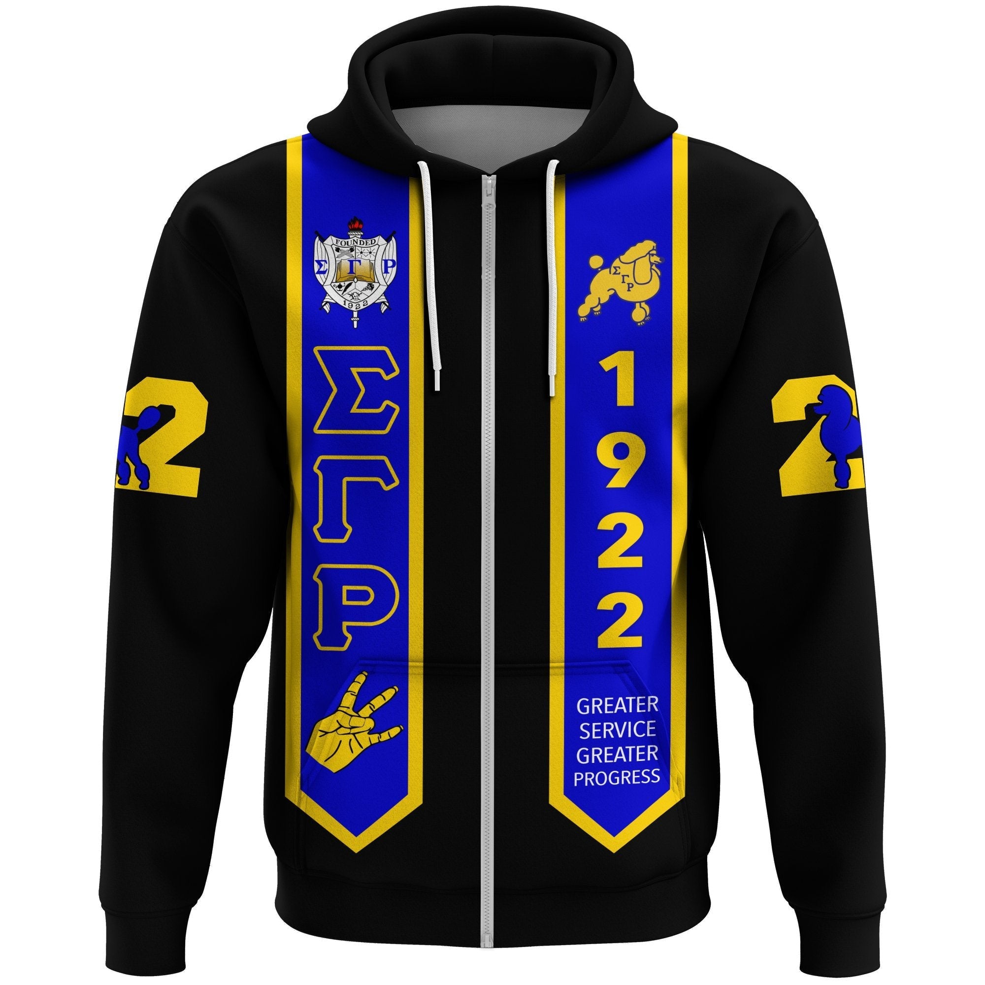 Sorority Hoodie - Sigma Gamma Rho Zip Hoodie Graduation Stole Style