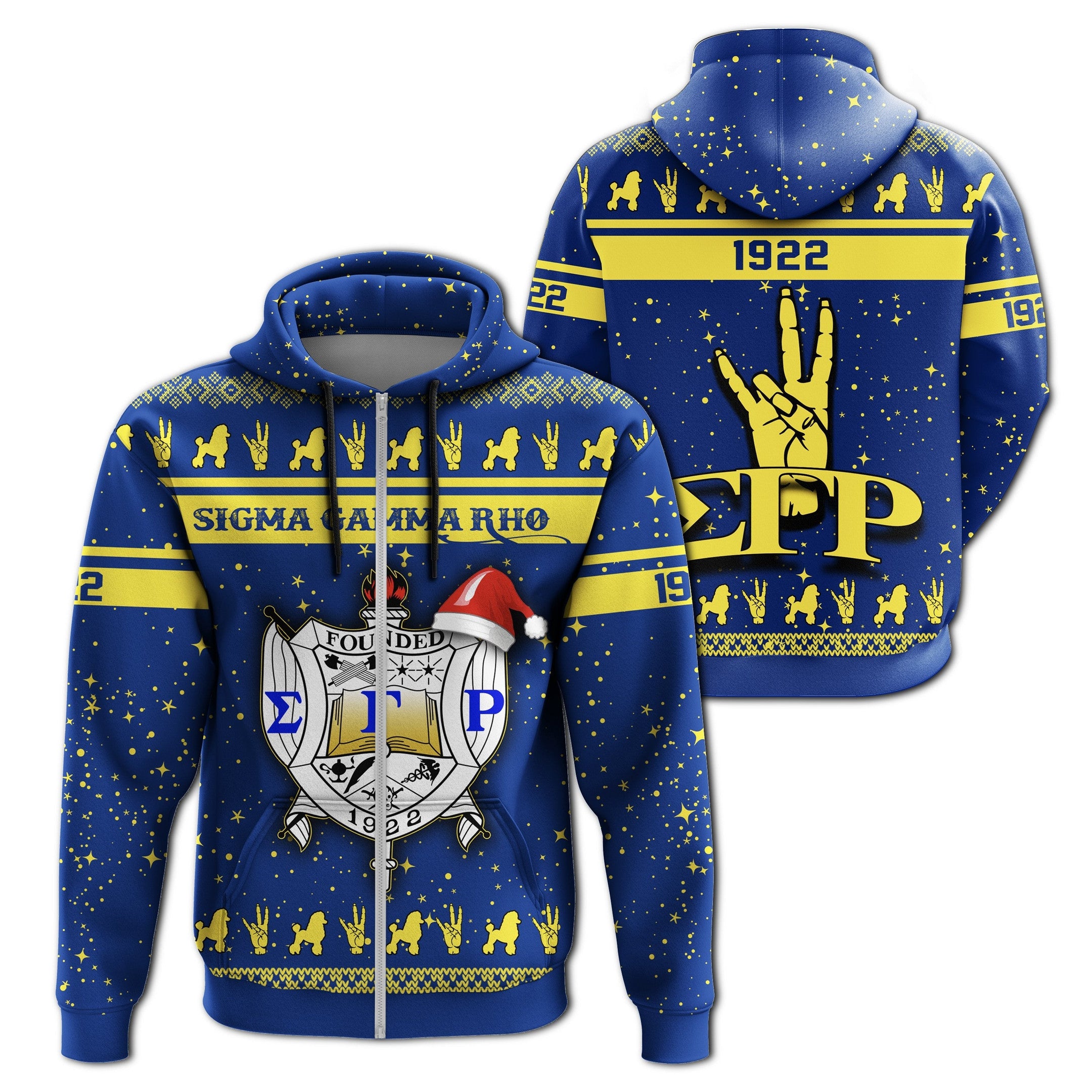 Sorority Hoodie - Sigma Gamma Rho Christmas Zip Hoodie