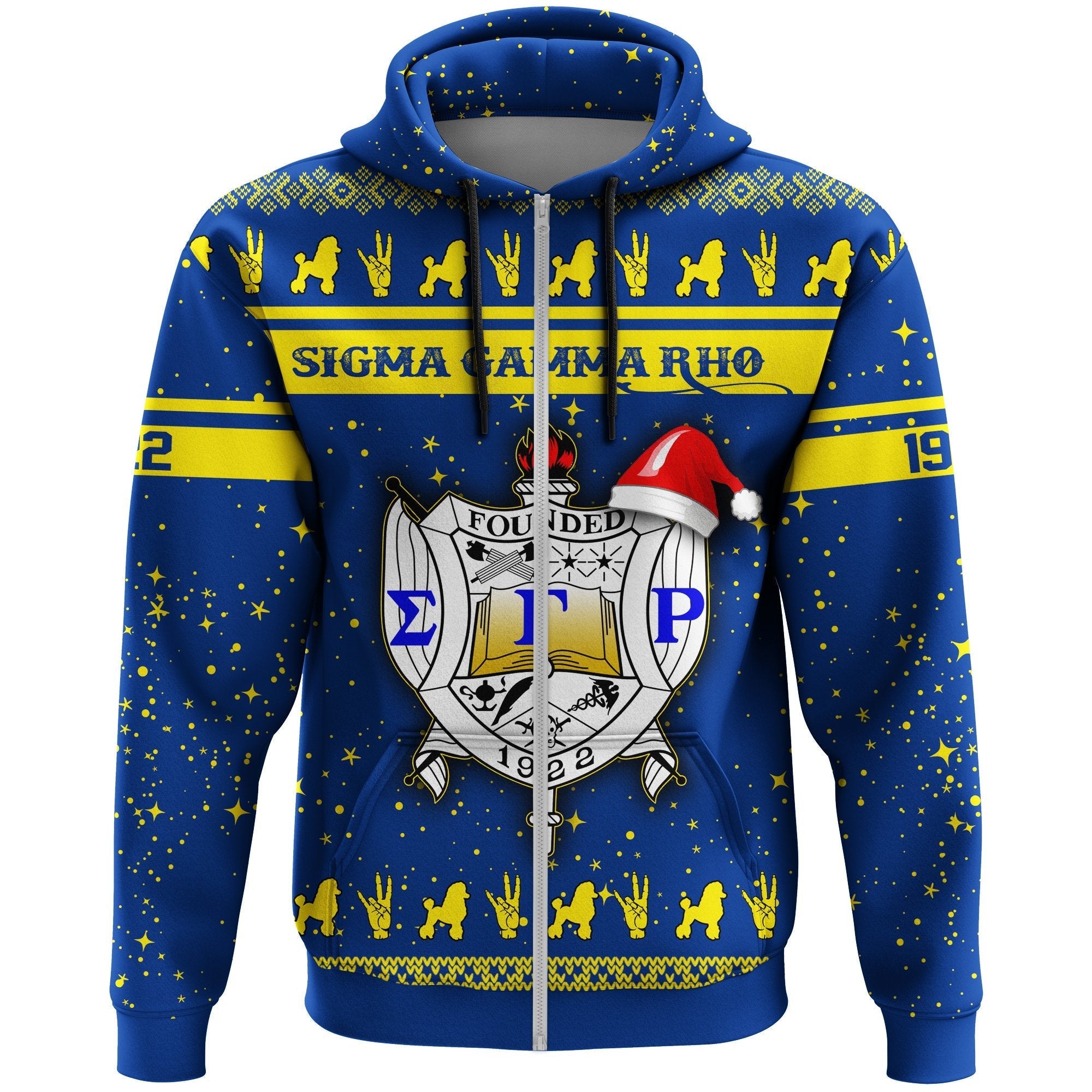 Sorority Hoodie - Sigma Gamma Rho Christmas Zip Hoodie