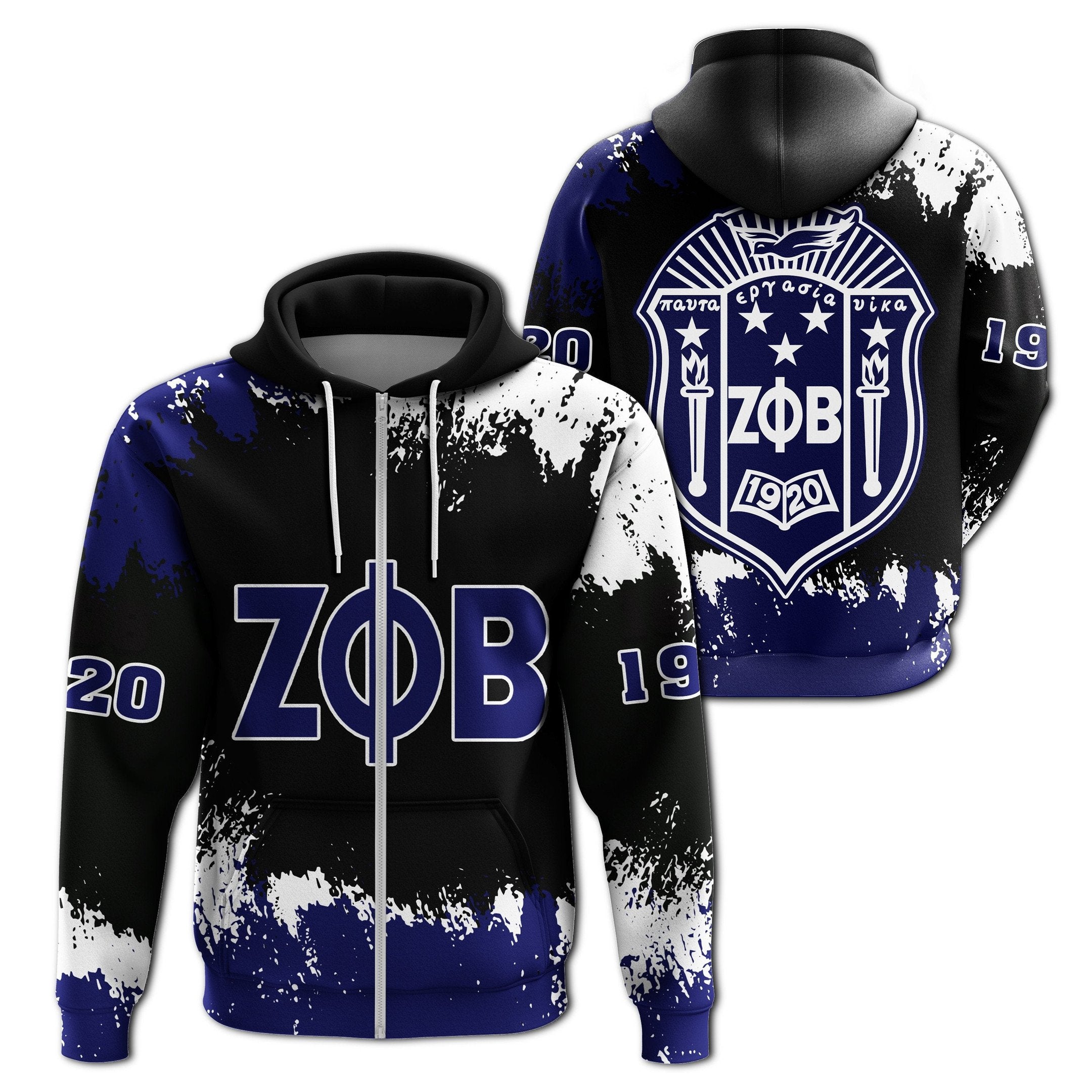 Sorority Hoodie - Zeta Phi Beta Zip Hoodie Face Style