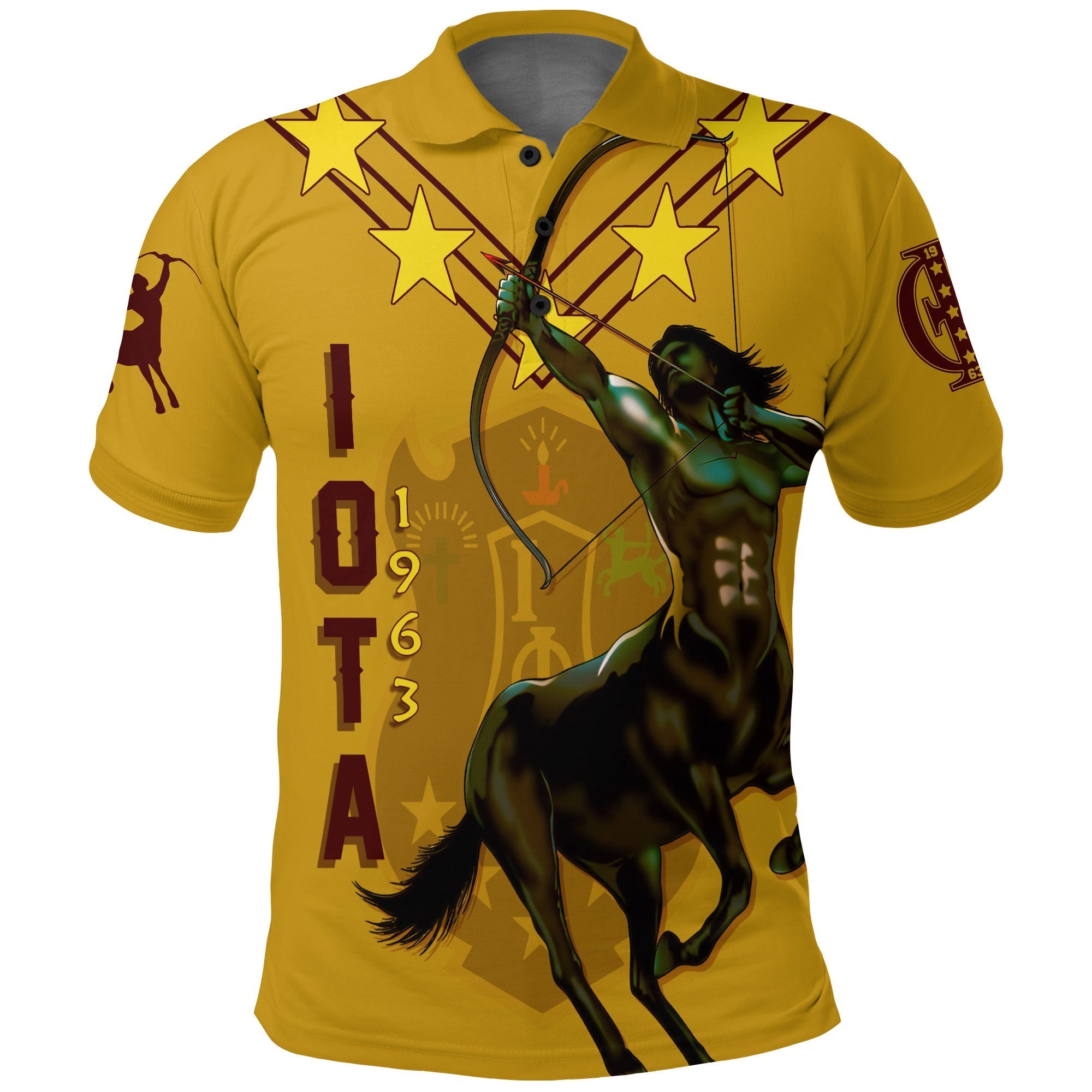 Fraternity Polo - Personalized Iota Phi Theta Polo Shirt Mighty Gilded Gold Centaur