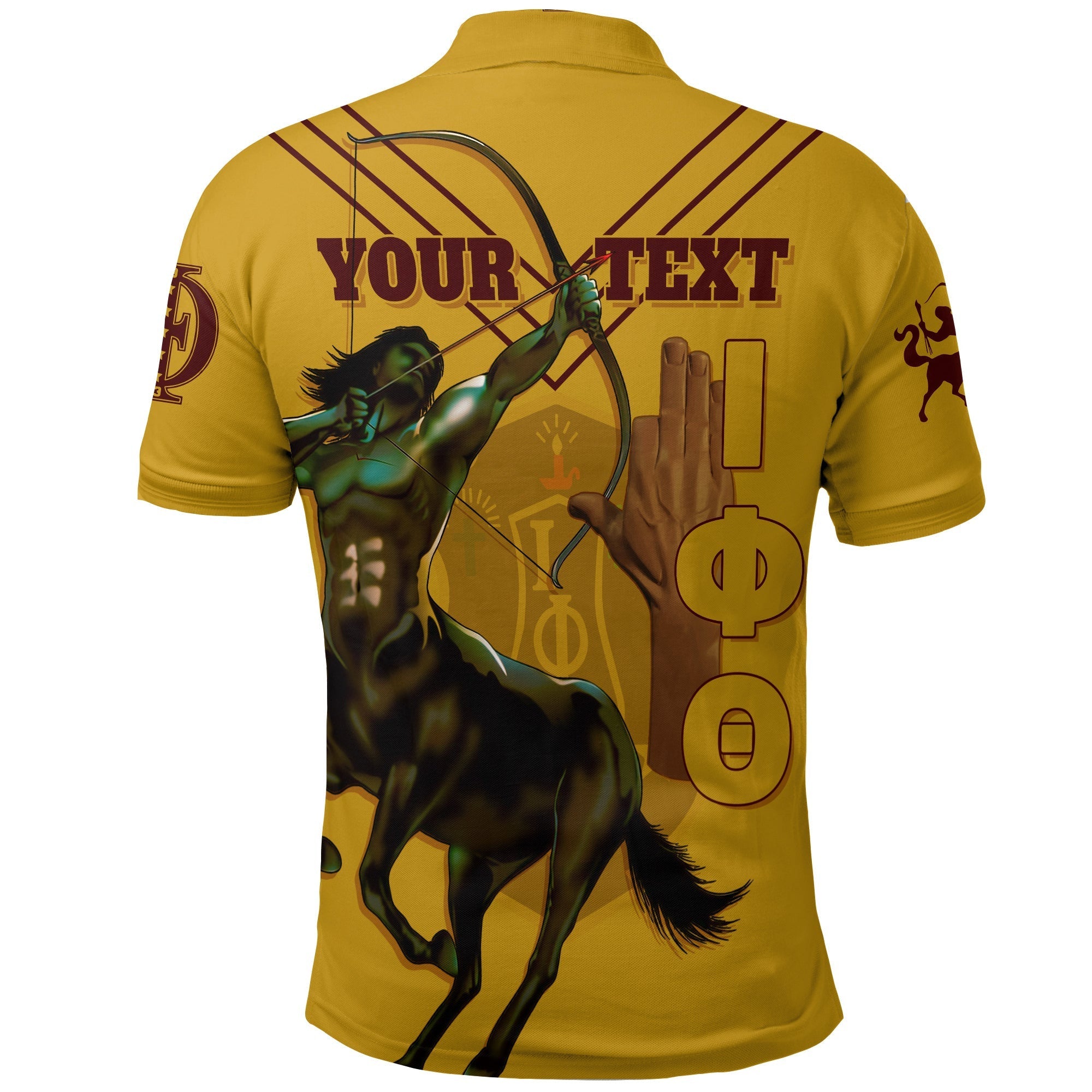 Fraternity Polo - Personalized Iota Phi Theta Polo Shirt Mighty Gilded Gold Centaur