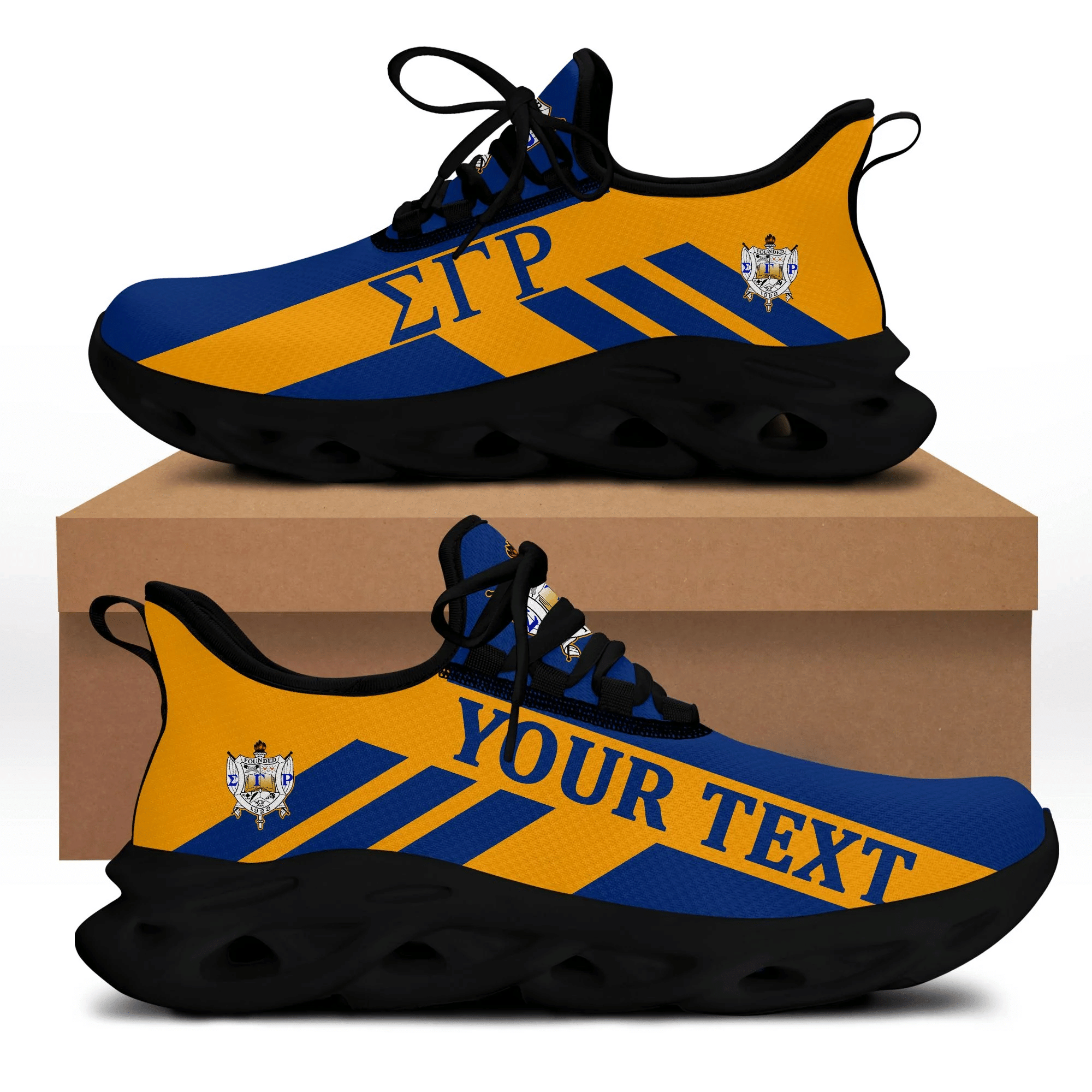 Sorority Footwear - Personalized Sigma Gamma Rho Stripe Style Clunky Sneakers